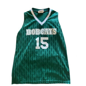 Bobcats Green Sleeveless Nylon Basketball Jersey Vintage Sz XS